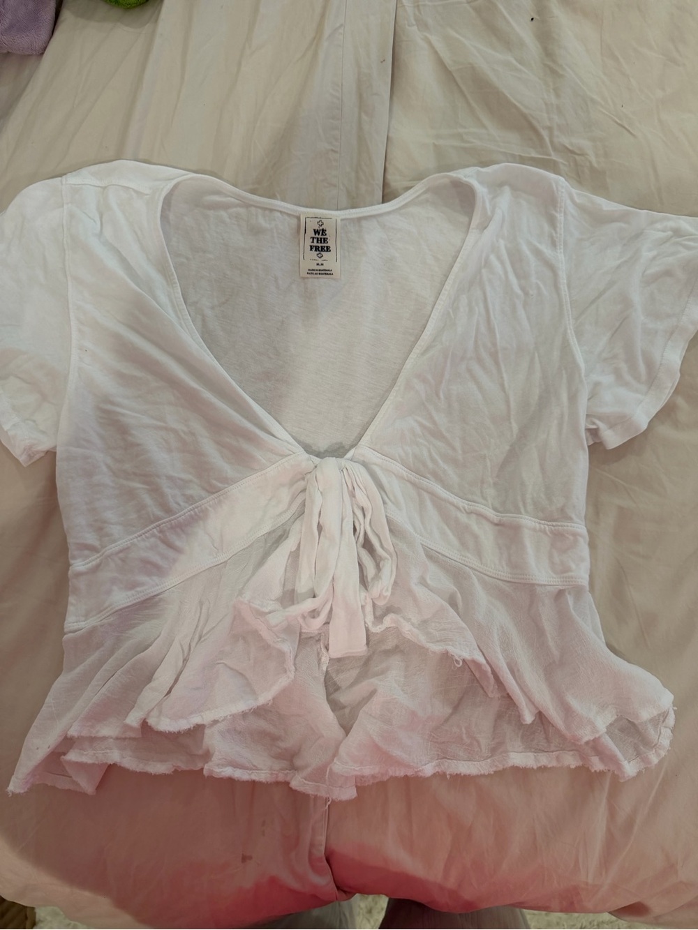 We The Free White Tie-Front Ruffle Camisole